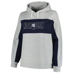 New York Yankees Profile Women's Plus Size Pullover Jersey Hoodie Heather Gray