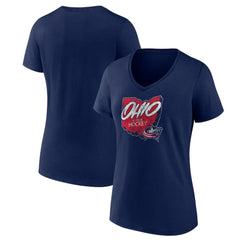 Columbus Blue Jackets Women's Native V-Neck T-Shirt Navy