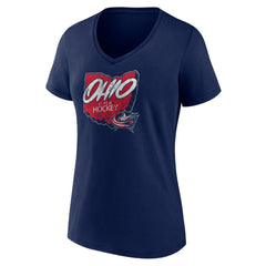 Columbus Blue Jackets Women's Native V-Neck T-Shirt Navy