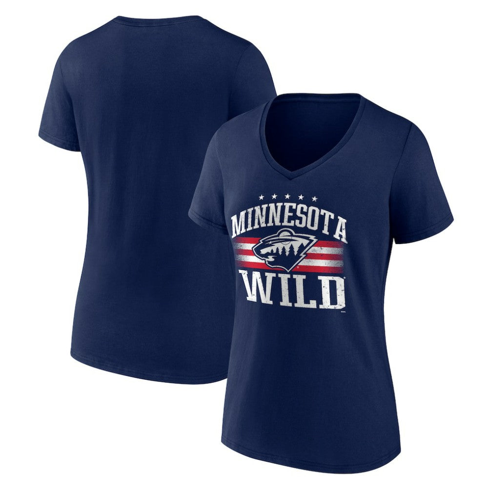 Minnesota Wild Women's Americana Team V-Neck T-Shirt Navy