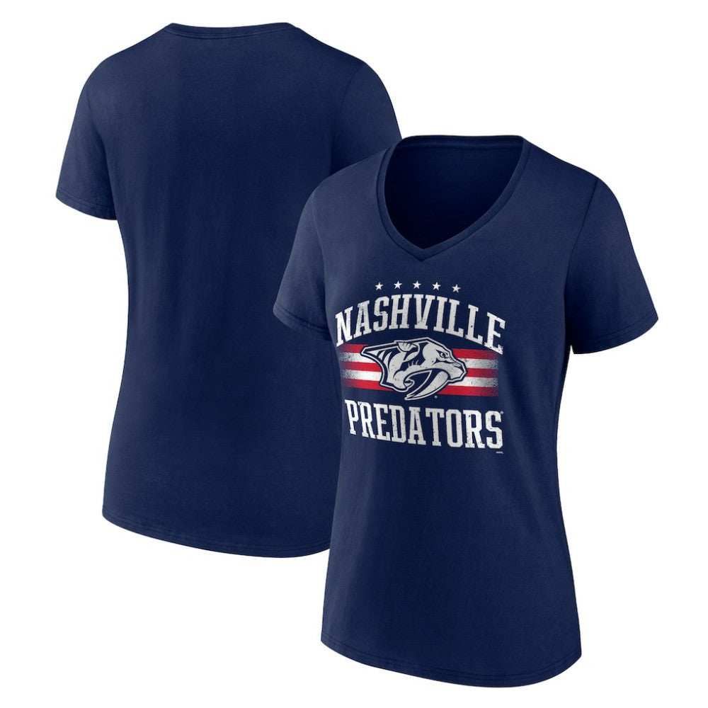 Nashville Predators Women's Americana Team V-Neck T-Shirt Navy