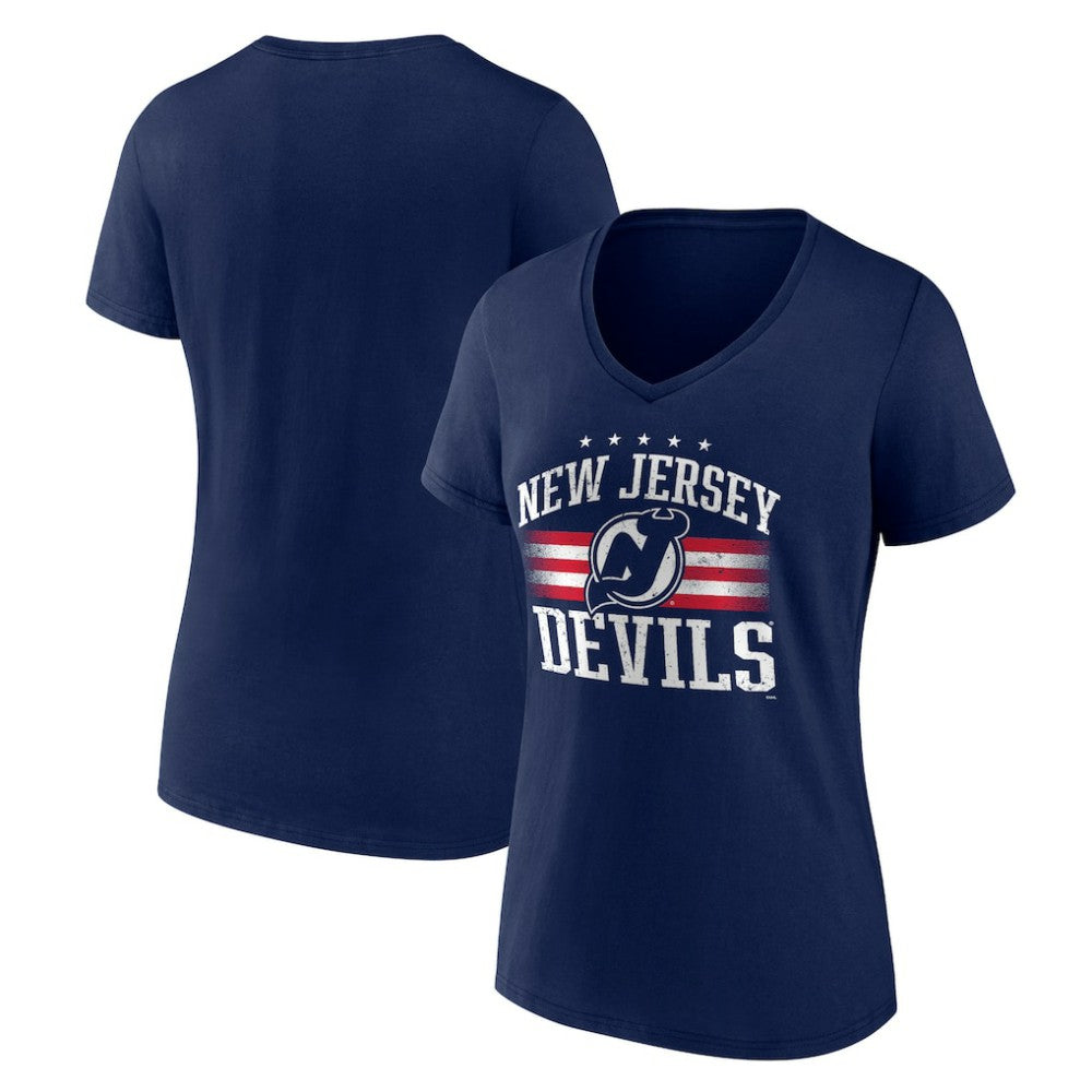 New Jersey Devils Women's Americana Team V-Neck T-Shirt Navy