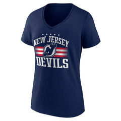 New Jersey Devils Women's Americana Team V-Neck T-Shirt Navy