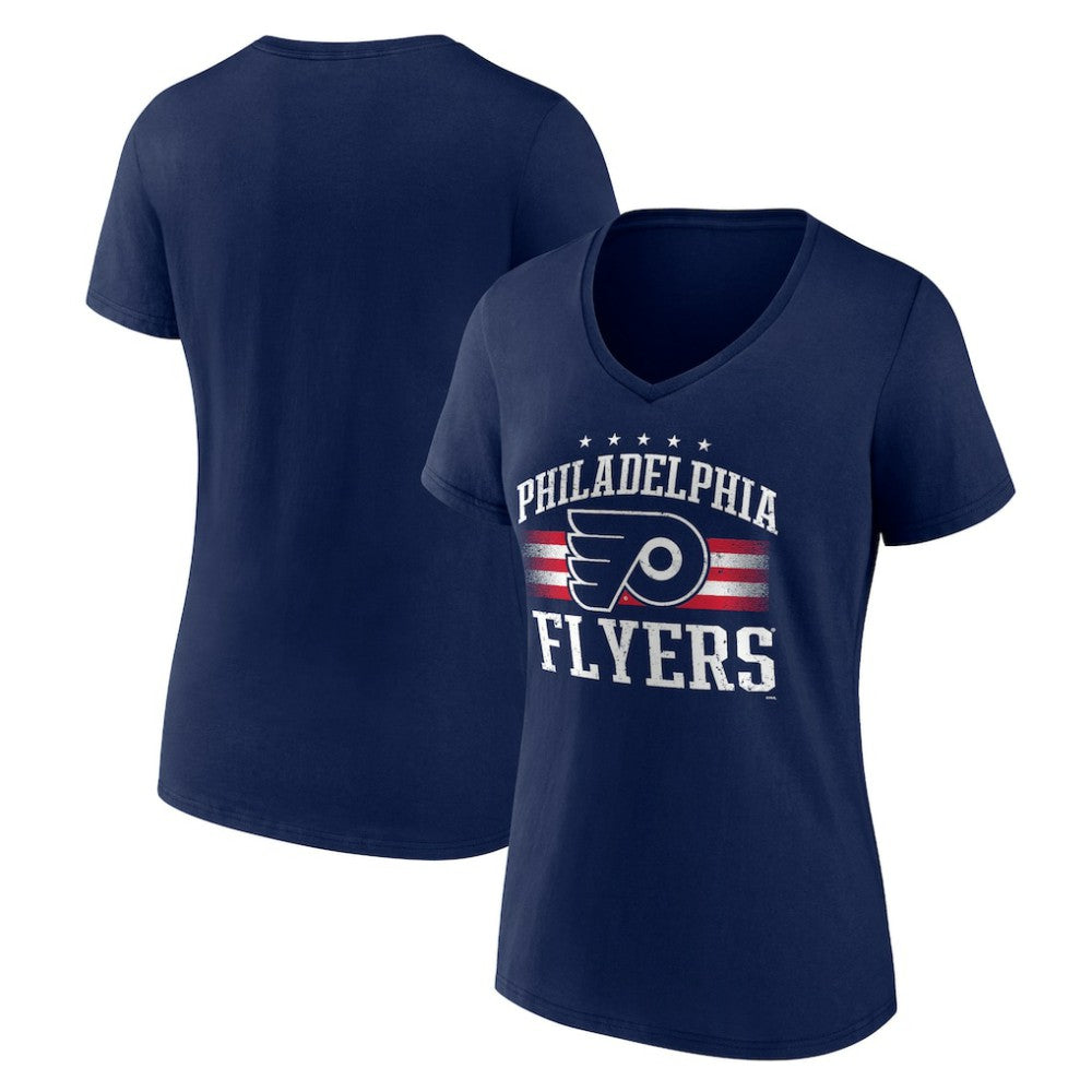 Philadelphia Flyers Women's Americana Team V-Neck T-Shirt Navy