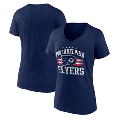 Philadelphia Flyers Women's Americana Team V-Neck T-Shirt Navy