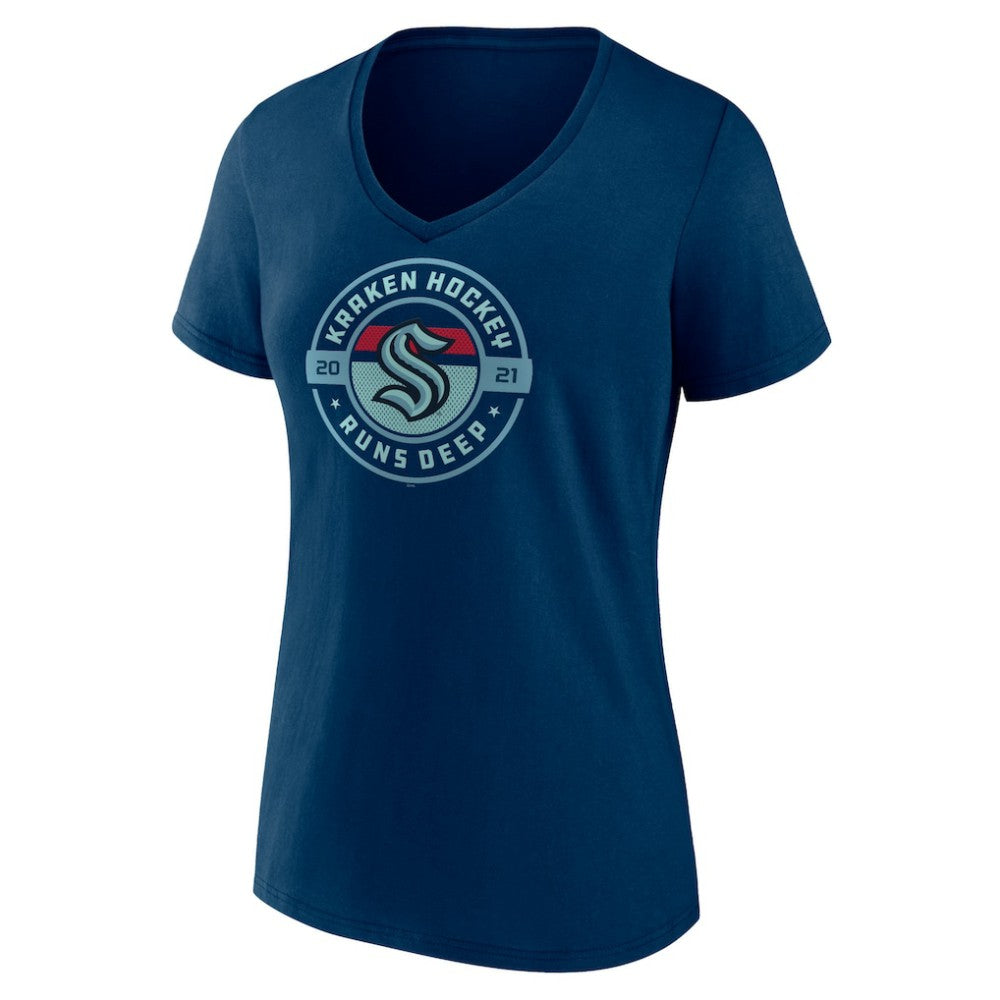 Seattle Kraken Women's Native V-Neck T-Shirt Deep Sea Blue