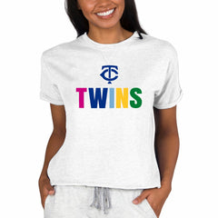 Minnesota Twins Concepts Sport Women's Mainstream Terry Sweatshirt Oatmeal