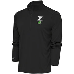 St. Louis Blues Antigua Shamrock Tribute Quarter-Zip Pullover Top Charcoal