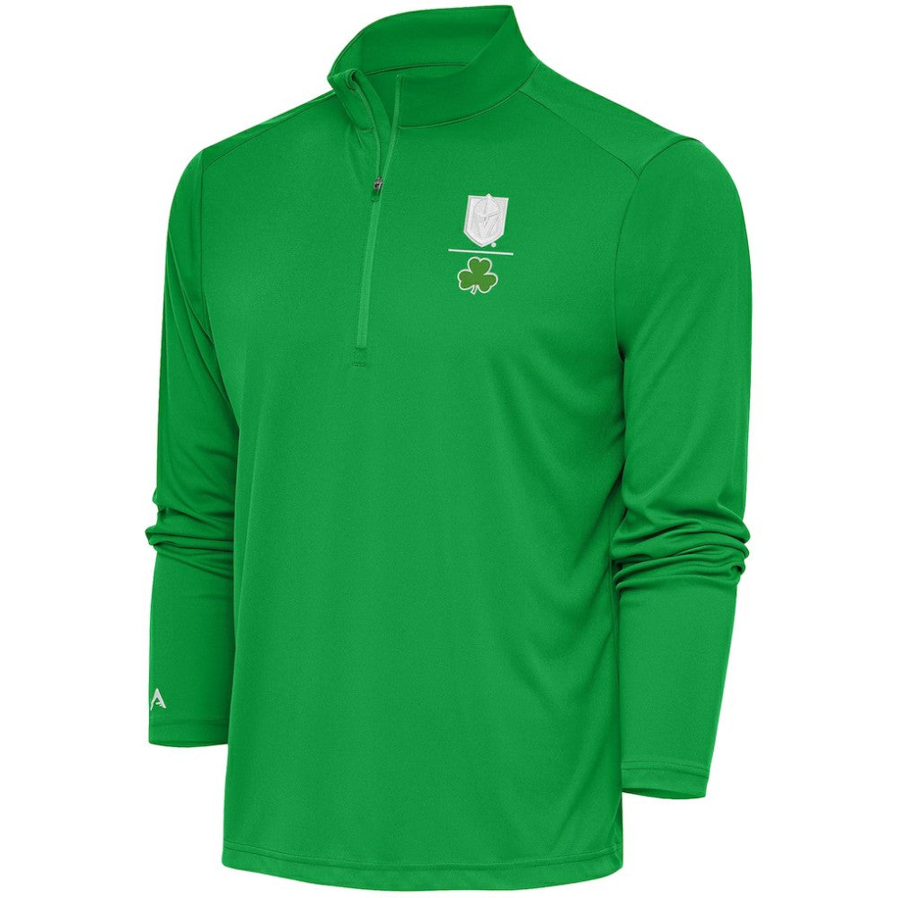 Vegas Golden Knights Antigua Shamrock Tribute Quarter-Zip Pullover Top Kelly Green