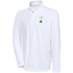 Dallas Stars Antigua Shamrock Tribute Quarter-Zip Pullover Top White