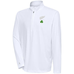 Detroit Red Wings Antigua Shamrock Tribute Quarter-Zip Pullover Top White