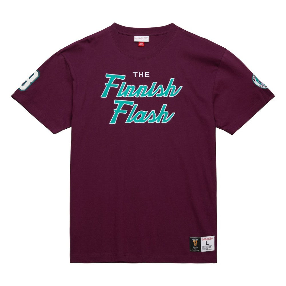 Teemu Selanne Anaheim Ducks Mitchell & Ness Premium Nickname Vintage Logo T-Shirt Purple