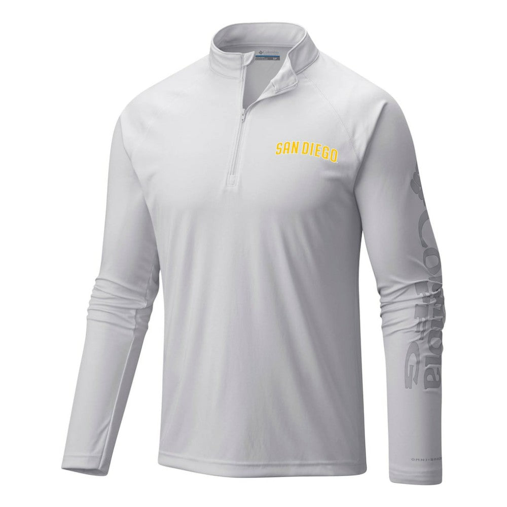 San Diego Padres Terminal Tackle Omni-Shade Raglan Quarter-Zip Pullover Top White | Columbia