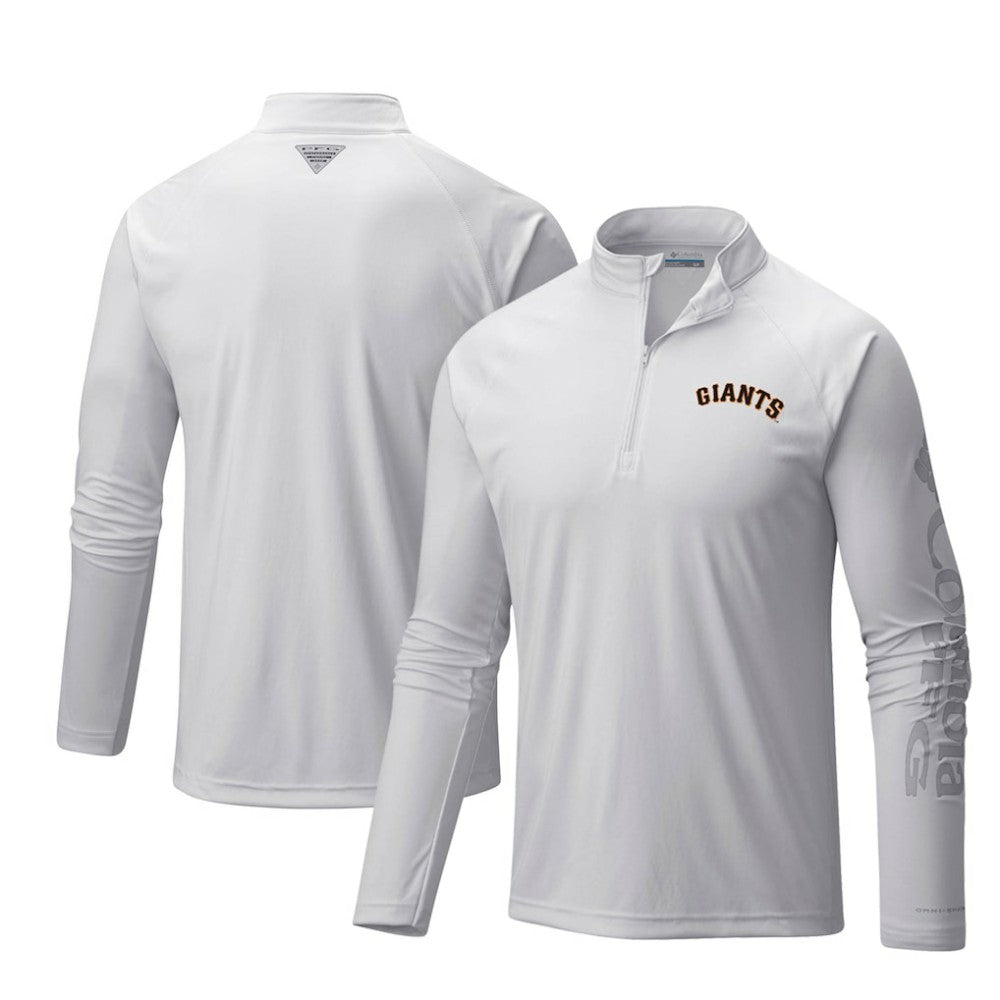 San Francisco Giants Terminal Tackle Omni-Shade Raglan Quarter-Zip Pullover Top White | Columbia