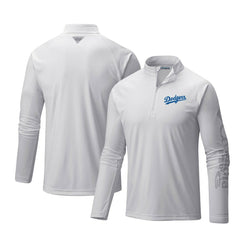 Los Angeles Dodgers Terminal Tackle Omni-Shade Raglan Quarter-Zip Pullover Top White | Columbia