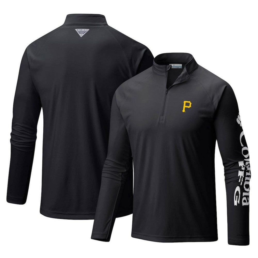 Pittsburgh Pirates Terminal Tackle Omni-Shade Raglan Quarter-Zip Pullover Top Black | Columbia