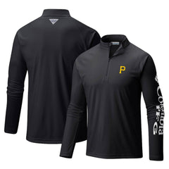 Pittsburgh Pirates Terminal Tackle Omni-Shade Raglan Quarter-Zip Pullover Top Black | Columbia