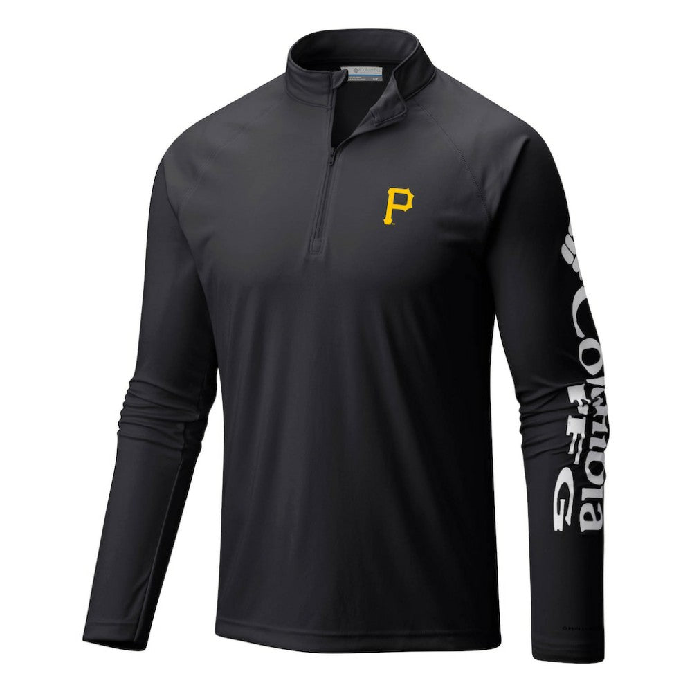 Pittsburgh Pirates Terminal Tackle Omni-Shade Raglan Quarter-Zip Pullover Top Black | Columbia