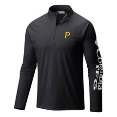 Pittsburgh Pirates Terminal Tackle Omni-Shade Raglan Quarter-Zip Pullover Top Black | Columbia