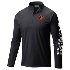 Baltimore Orioles Terminal Tackle Omni-Shade Raglan Quarter-Zip Pullover Top Black | Columbia