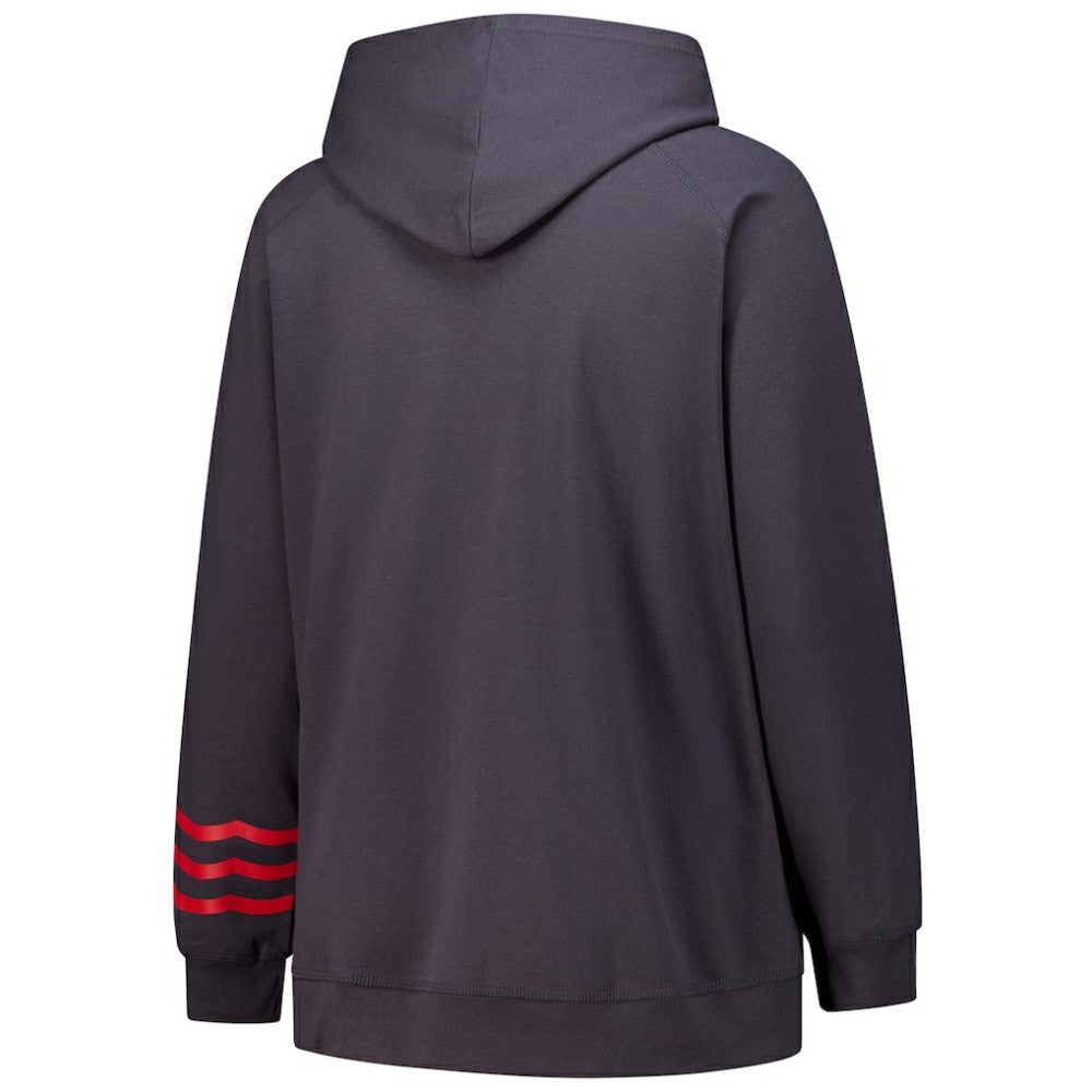 Detroit Red Wings Fanatics Women's Plus Size Lightweight Fleece Raglan Pullover Hoodie Charcoal