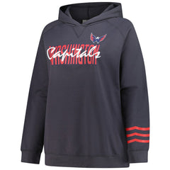 Washington Capitals Fanatics Women's Plus Size Lightweight Fleece Raglan Pullover Hoodie Charcoal