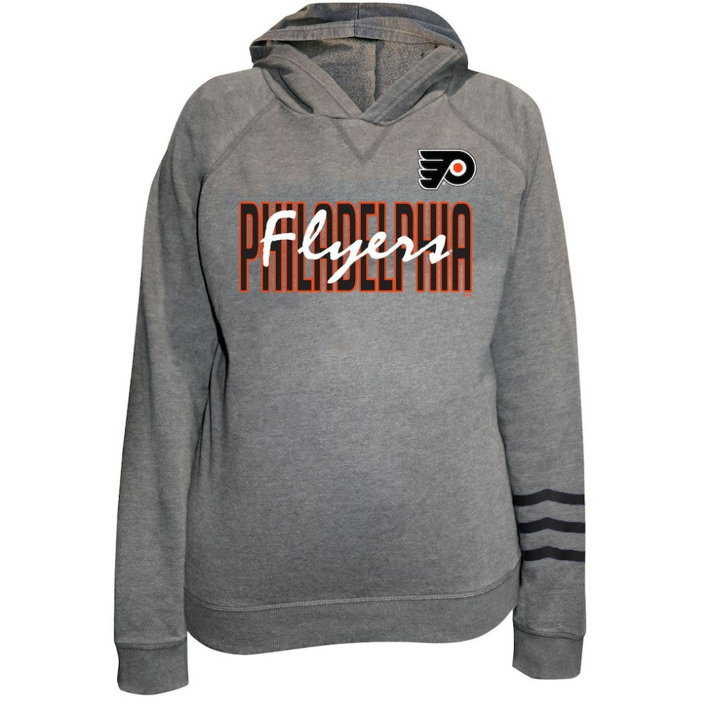 Philadelphia Flyers Fanatics Women's Plus Size Lightweight Fleece Raglan Pullover Hoodie Heather Gray