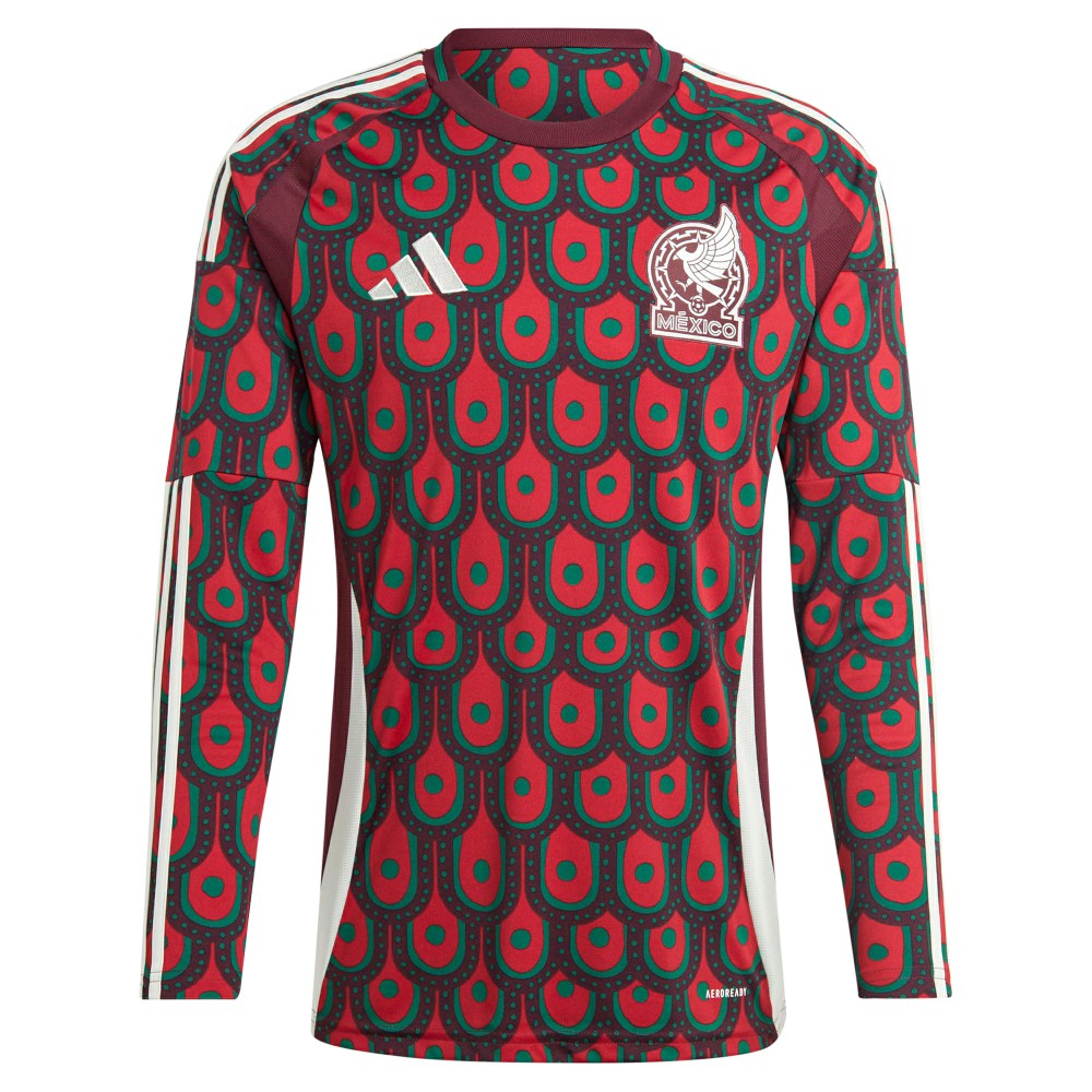 Mexico National Team 2024 Home Replica Long Sleeve Jersey Burgundy - Adidas
