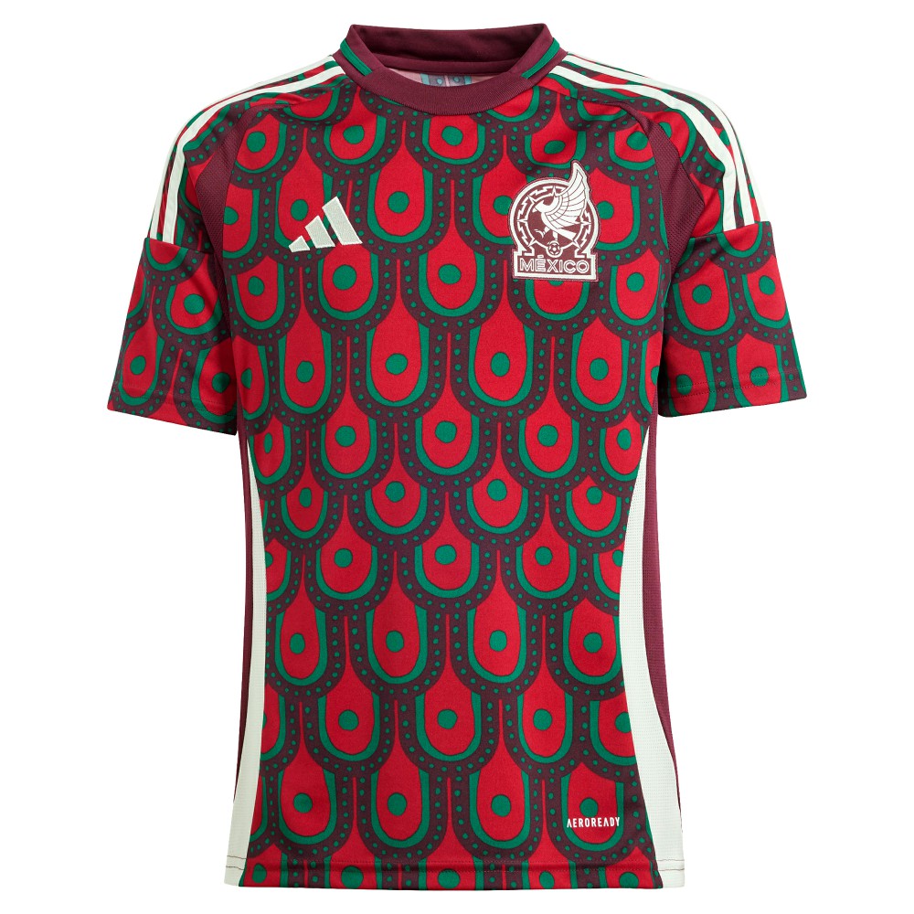 Mexico National Team Youth 2024 Home Replica Jersey Burgundy - Adidas