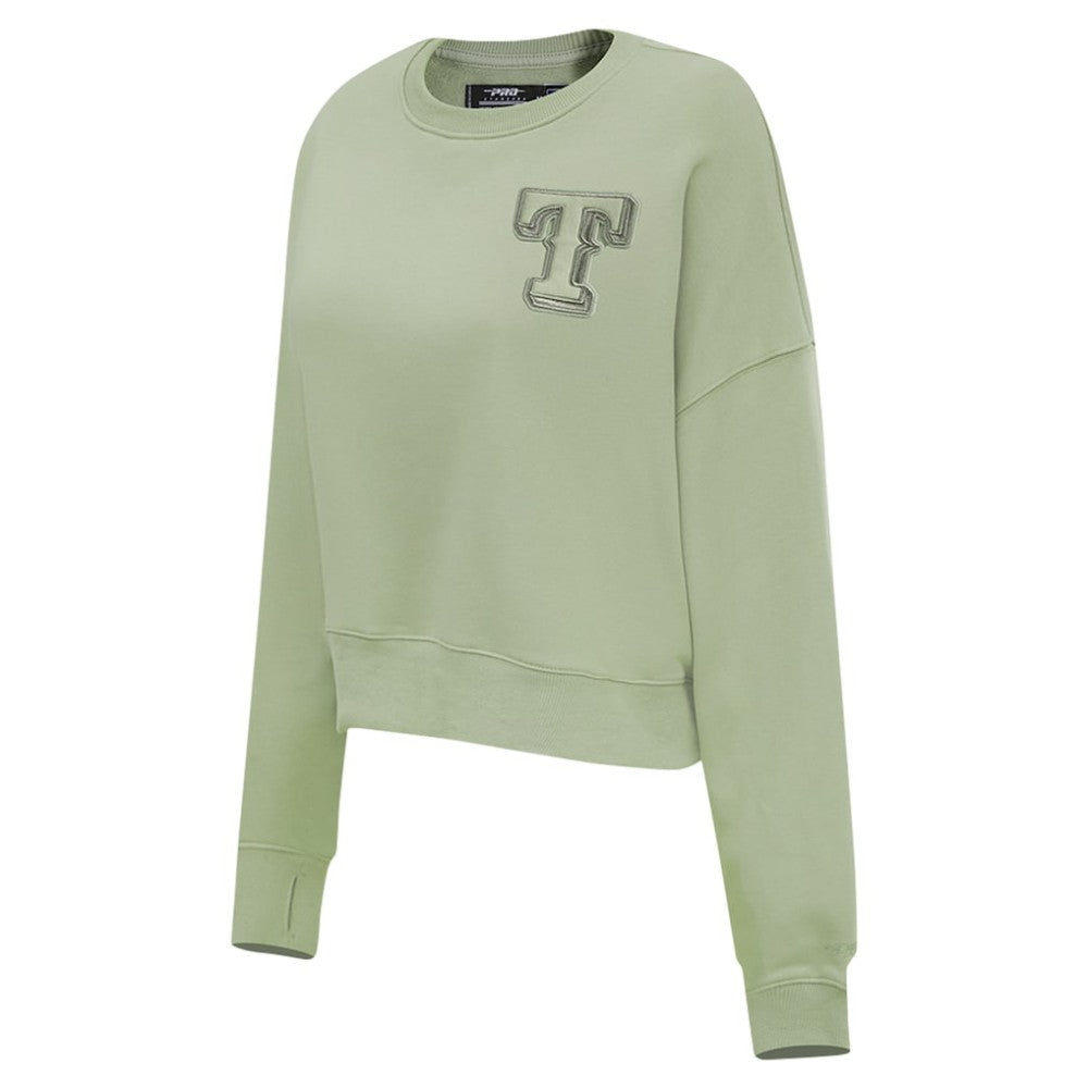 Texas Rangers Pro Standard Women's Neutral Oversized Boxy Cropped Pullover Sweatshirt Green