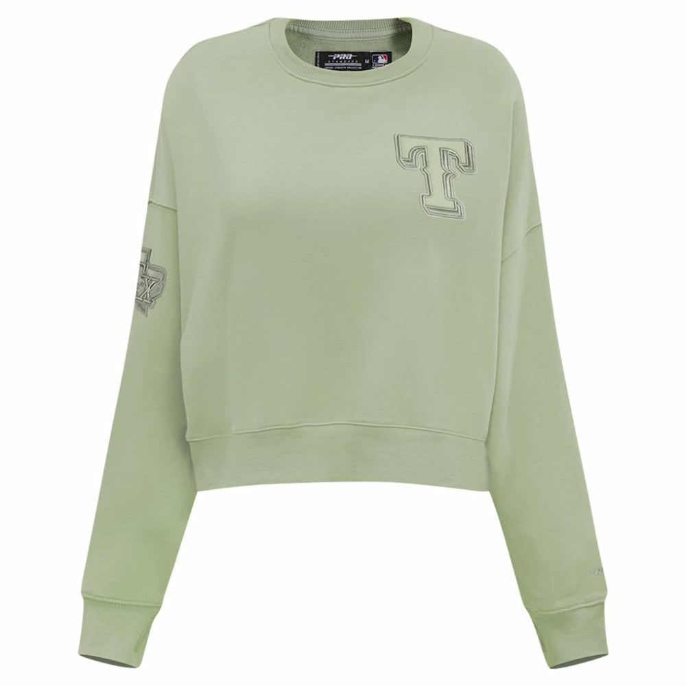 Texas Rangers Pro Standard Women's Neutral Oversized Boxy Cropped Pullover Sweatshirt Green