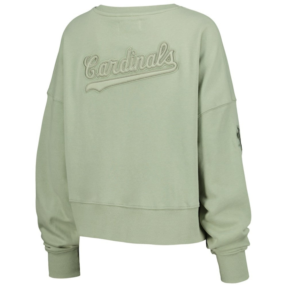 St. Louis Cardinals Pro Standard Women's Neutral Oversized Boxy Cropped Pullover Sweatshirt Green