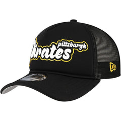 Pittsburgh Pirates Retro Bold A-Frame Trucker 9FORTY Adjustable Hat Black | New Era