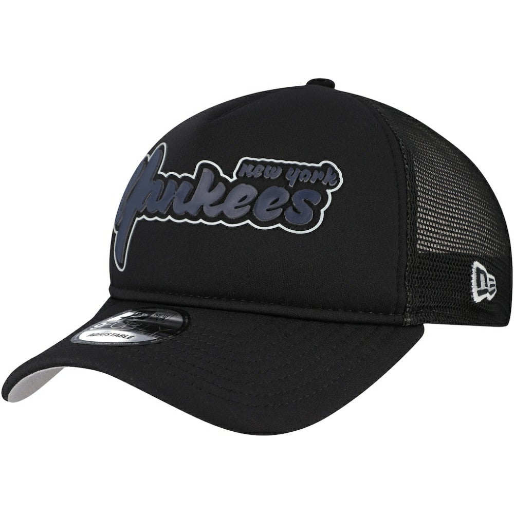 New York Yankees Retro Bold A-Frame Trucker 9FORTY Adjustable Hat Black | New Era