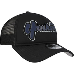 New York Yankees Retro Bold A-Frame Trucker 9FORTY Adjustable Hat Black | New Era