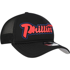 Philadelphia Phillies Retro Bold A-Frame Trucker 9FORTY Adjustable Hat Black | New Era