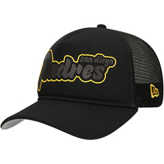 San Diego Padres Retro Bold A-Frame Trucker 9FORTY Adjustable Hat Black | New Era