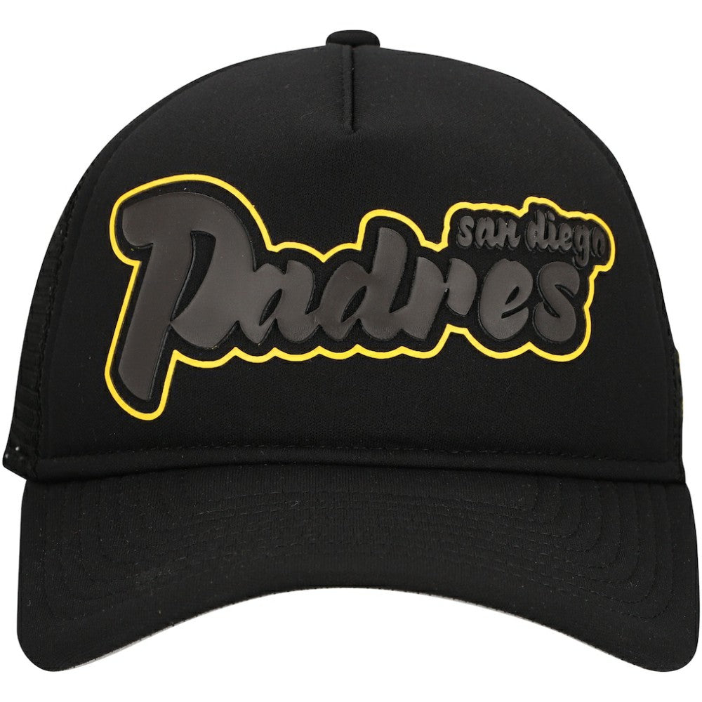 San Diego Padres Retro Bold A-Frame Trucker 9FORTY Adjustable Hat Black | New Era