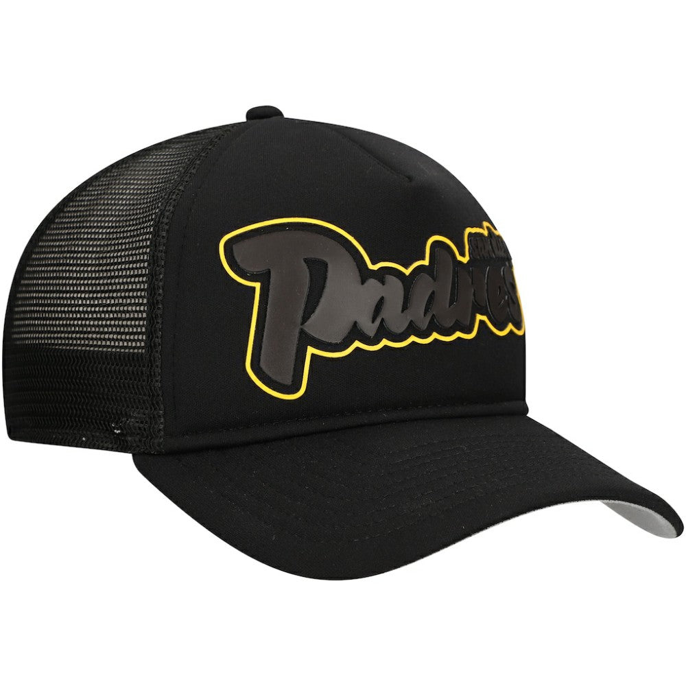 San Diego Padres Retro Bold A-Frame Trucker 9FORTY Adjustable Hat Black | New Era