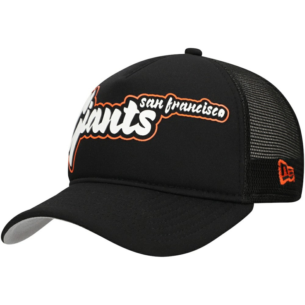 San Francisco Giants Retro Bold A-Frame Trucker 9FORTY Adjustable Hat Black | New Era