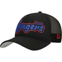 Texas Rangers Retro Bold A-Frame Trucker 9FORTY Adjustable Hat Black | New Era