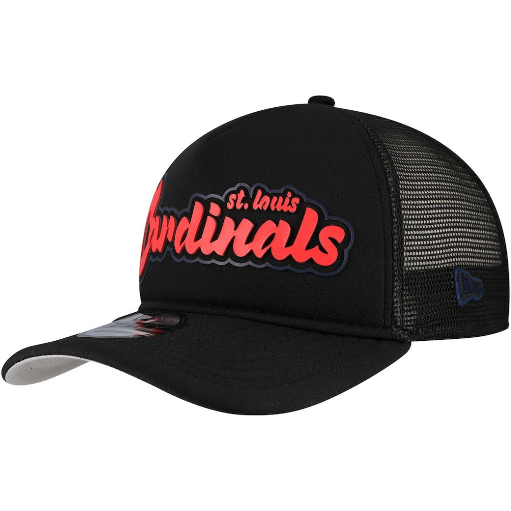 St. Louis Cardinals Retro Bold A-Frame Trucker 9FORTY Adjustable Hat Black | New Era