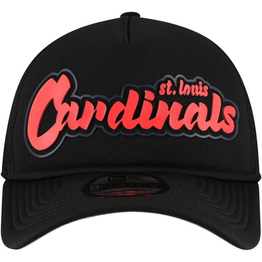 St. Louis Cardinals Retro Bold A-Frame Trucker 9FORTY Adjustable Hat Black | New Era