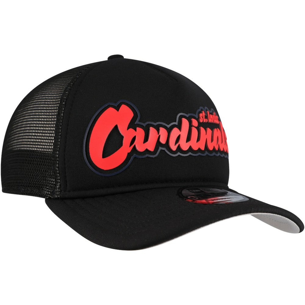 St. Louis Cardinals Retro Bold A-Frame Trucker 9FORTY Adjustable Hat Black | New Era