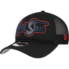 Boston Red Sox Retro Bold A-Frame Trucker 9FORTY Adjustable Hat Black | New Era