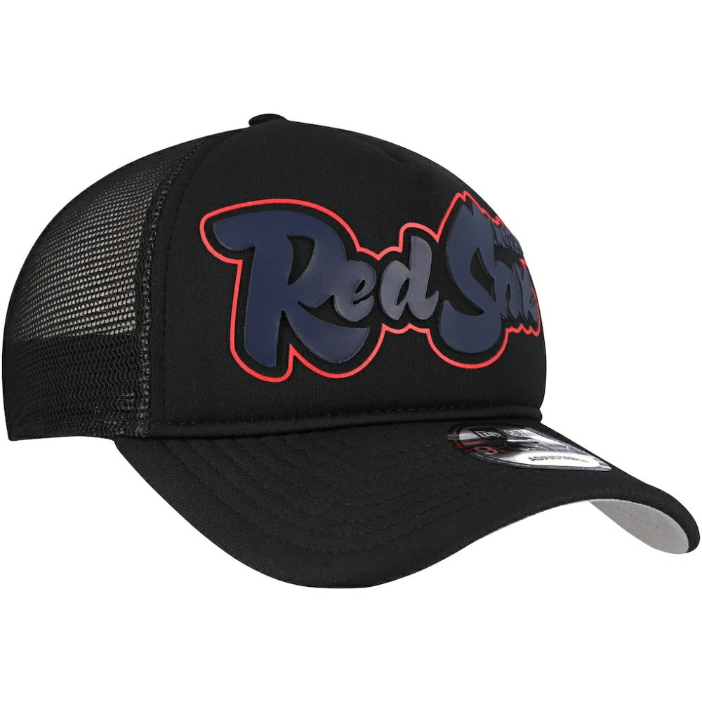 Boston Red Sox Retro Bold A-Frame Trucker 9FORTY Adjustable Hat Black | New Era