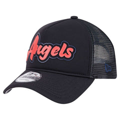 Los Angeles Angels Retro Bold A-Frame Trucker 9FORTY Adjustable Hat Black | New Era