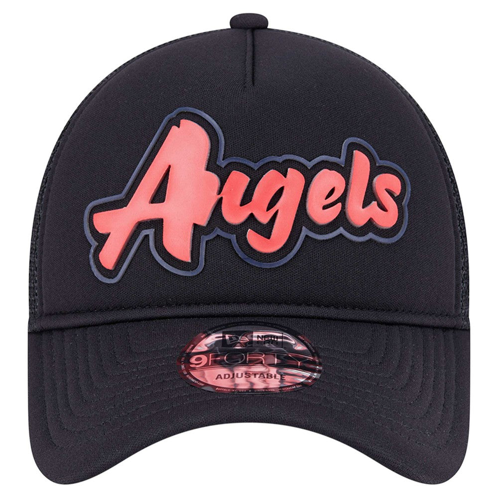 Los Angeles Angels Retro Bold A-Frame Trucker 9FORTY Adjustable Hat Black | New Era
