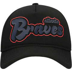 Atlanta Braves Retro Bold A-Frame Trucker 9FORTY Adjustable Hat Black | New Era