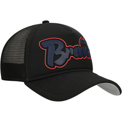 Atlanta Braves Retro Bold A-Frame Trucker 9FORTY Adjustable Hat Black | New Era